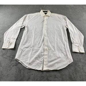 Saks Fifth Avenue Mens White Cotton Classic Dress Shirt 15.5 32/33 Long Sleeve